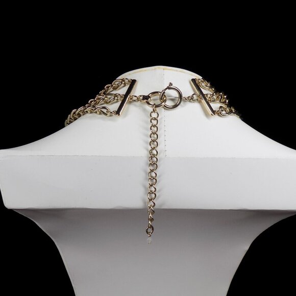 Vintage Juicy Couture Necklace Chunky 3 Row Clear Crystals Gold-tone Y2K Rare - Picture 5 of 10